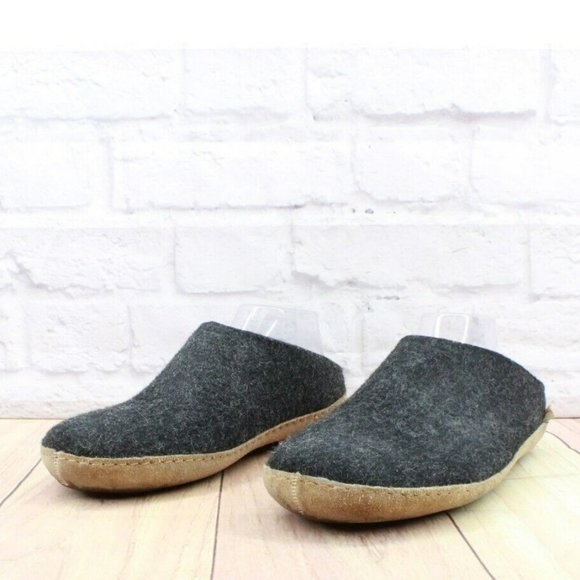 Glerups Unisex Black Wool Slip On Flexible Comfort Clog Slippers Size 10 - Picture 2 of 8
